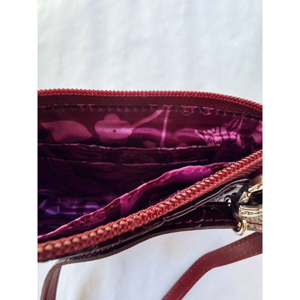 Brighton vintage Red Croc Embossed Leather Bow Purse Adjustable Clutch/Crossbody - Picture 13 of 16
